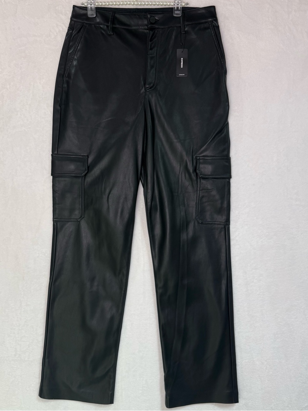 Express Women’s Sz 12L Modern Straight Leg Faux Leather pant Super highest rise